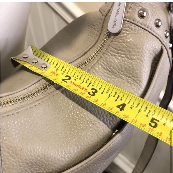 MICHAEL KORS Grey Leather Satchel Crossbody Bag With Silver Studs and Rivets - Picture 13 of 15